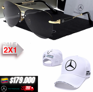 🚨2X1.MERCEDES BENZ LENTES DE SOL+GORRA F1🏁/CLIENTES