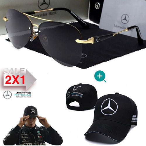 🚨2X1.MERCEDES BENZ LENTES DE SOL+GORRA F1🏁/CLIENTES